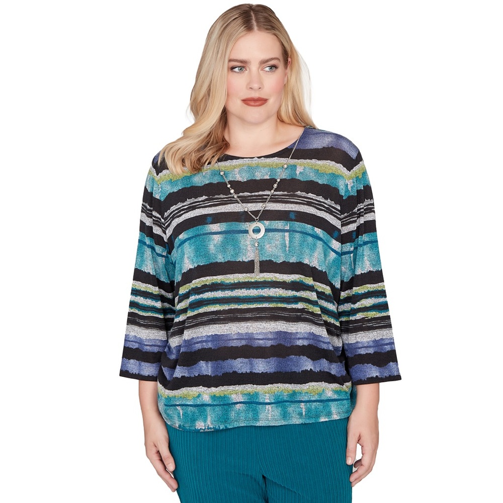 Alfred Dunner Striped Multicolor Women's Top
